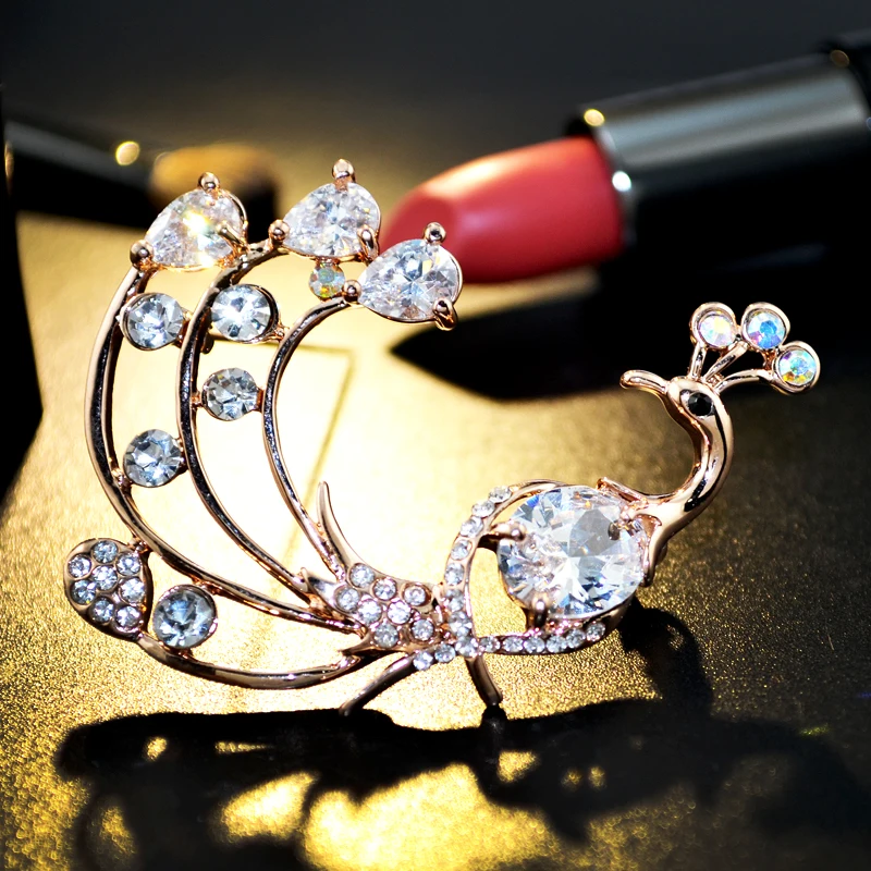 Zhen томоми благородные изысканные пирсинг Яркий Павлин Стразы значок корсаж