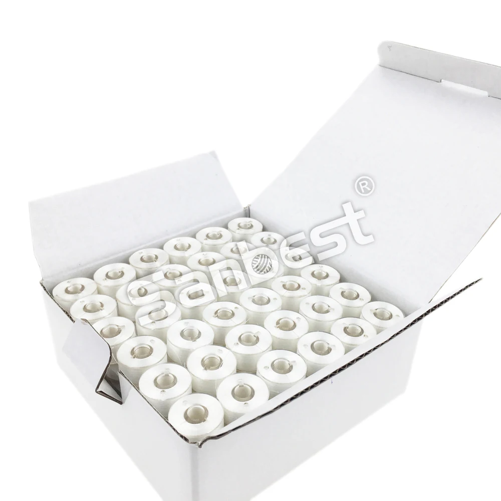 Sanbest класс 15 предварительно намотанная катушка для машинной вышивки белая и