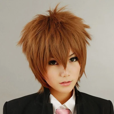 show the picture Косплэй костюм парик Katekyo Hitman Reborn Савада Tsunayoshi коричневый синтетические волосы - Цвет: show the picture