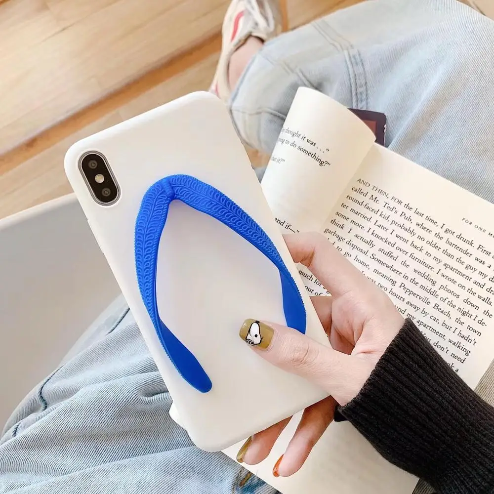 Забавные тапочки чехол для телефона iphone X XR XS Max 6 s 7 8 plus Модный Милый Летний дизайн