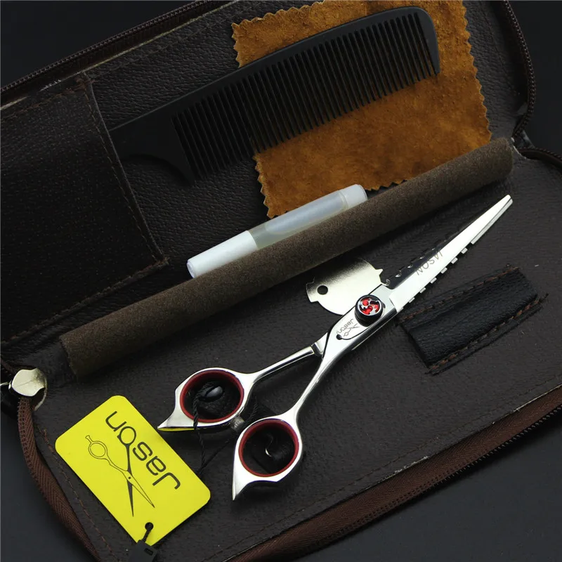 6 дюймовые ножницы для стрижки волос серебристые двухсторонние с зубьями головы