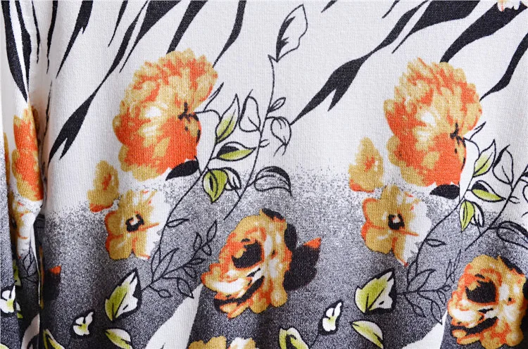 2018 women sweater fall and winter knit orange flower zebra print cardigan new sweet |