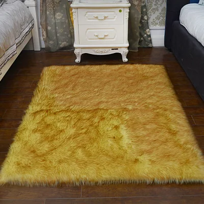 Yellow Черный, белый, синий, зеленый ковер из искусственного меха, круглый ковер, американский, русский, скандинавский, простой, простой, домашний декор, для помещений, серый - Цвет: Yellow