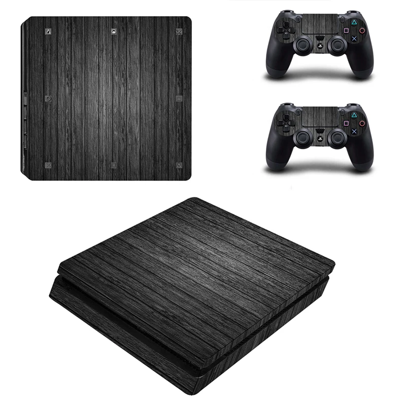 Черное дерево зерна съемный кожи Стикеры для Игровые приставки 4 PS4 Slim консоли + 2