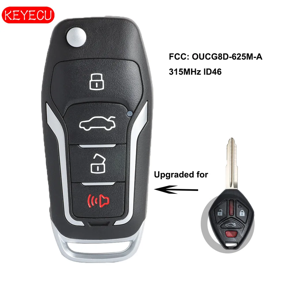 

Keyecu Upgraded Flip Remote Key fob 315MHz ID46 for Mitsubishi Lancer 2008-2015 - FCC: OUCG8D-625M-A