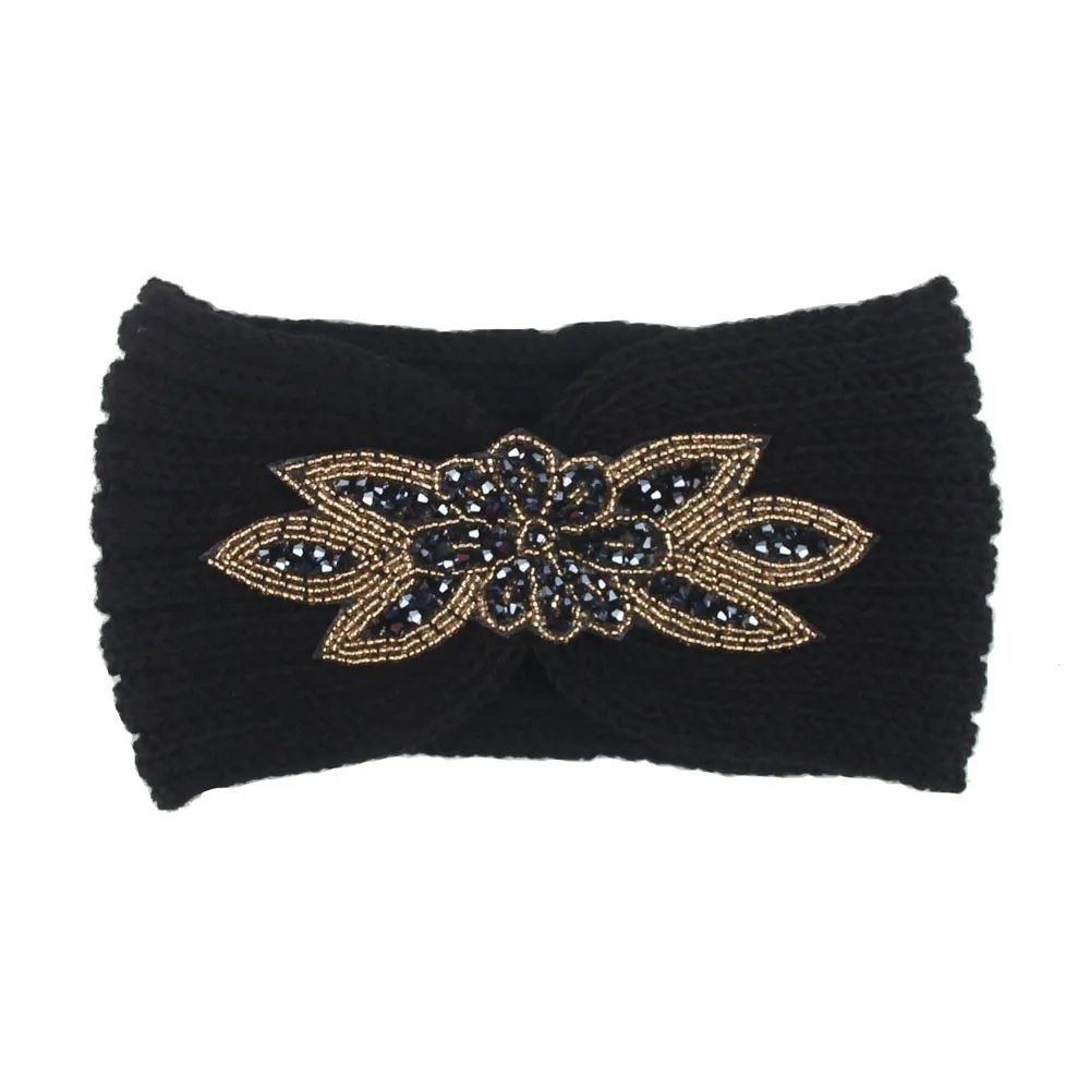 Зимняя теплая вязаная повязка на голову с ушками, тюрбан для женщин, вязаная крючком широкая эластичная повязка для головы, аксессуары для волос