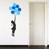 banksy escapism girl balloons fly girls childrens living room bedroom home decal removable vinyl wall art sticker b094