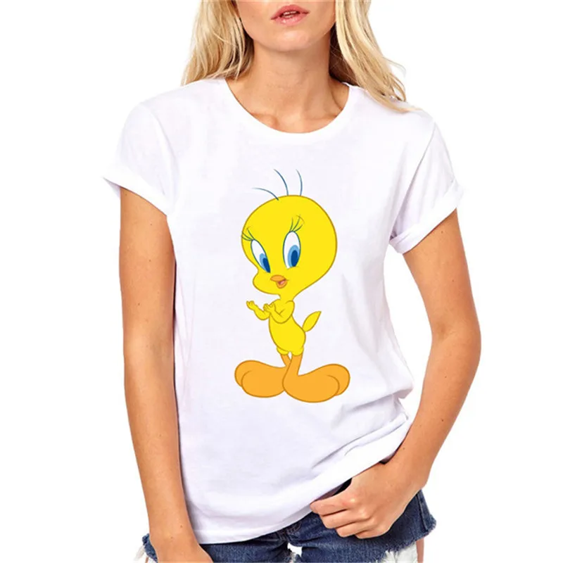 Летняя женская футболка Looney ttes Tweety Bird с мультяшным принтом летняя модная Милая