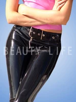 latex costume trousers pants for women fetish exotic capris sexy with waist band plug big