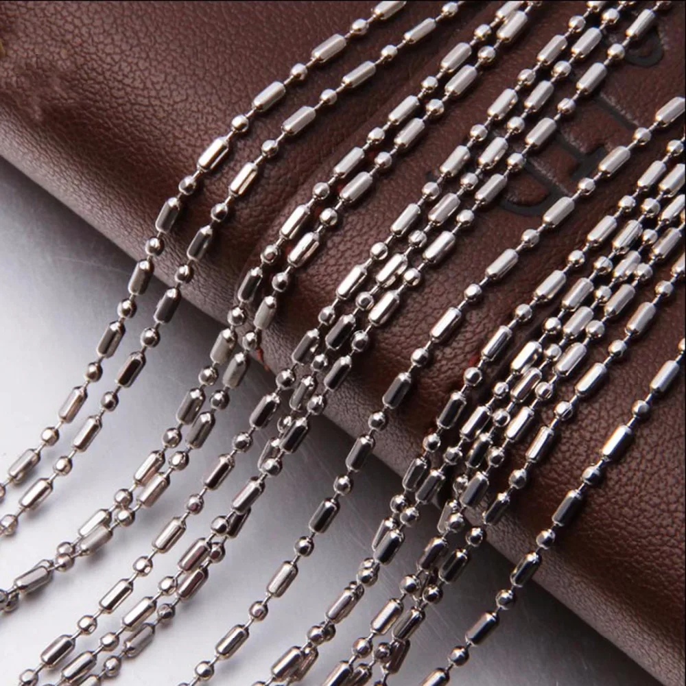 

Wholesale Silver Color 316L Stainless Steel Necklace For Men Jewelry Wholesale 1.5/2/2.4/3 mm Wide Beads Chain Necklace