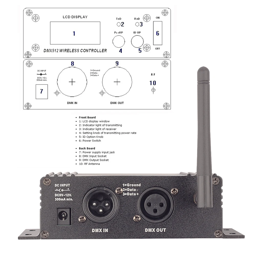DMX512 126 каналов беспроводной приемник и передатчик 2,4G ISM светодиодный светильник ing для сценического эффекта PAR вечерние светильник 400 м контроль