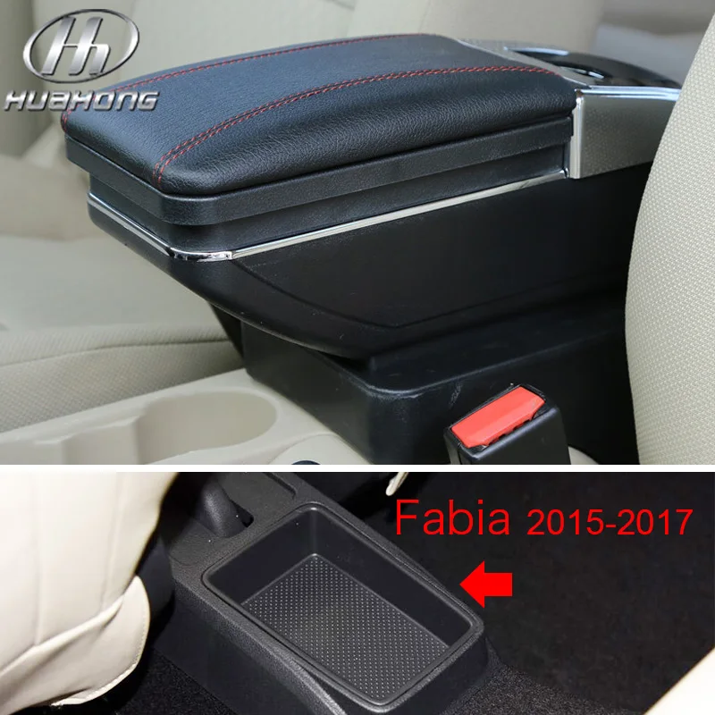 15-17 Red thread Vtear для Skoda Fabia/fabia 2 подлокотник коробка центральный магазин содержимое коробка подстаканник интерьер автомобиля-Стайлинг украшения аксессуары 08-17 - Название цвета: 15-17 Red thread