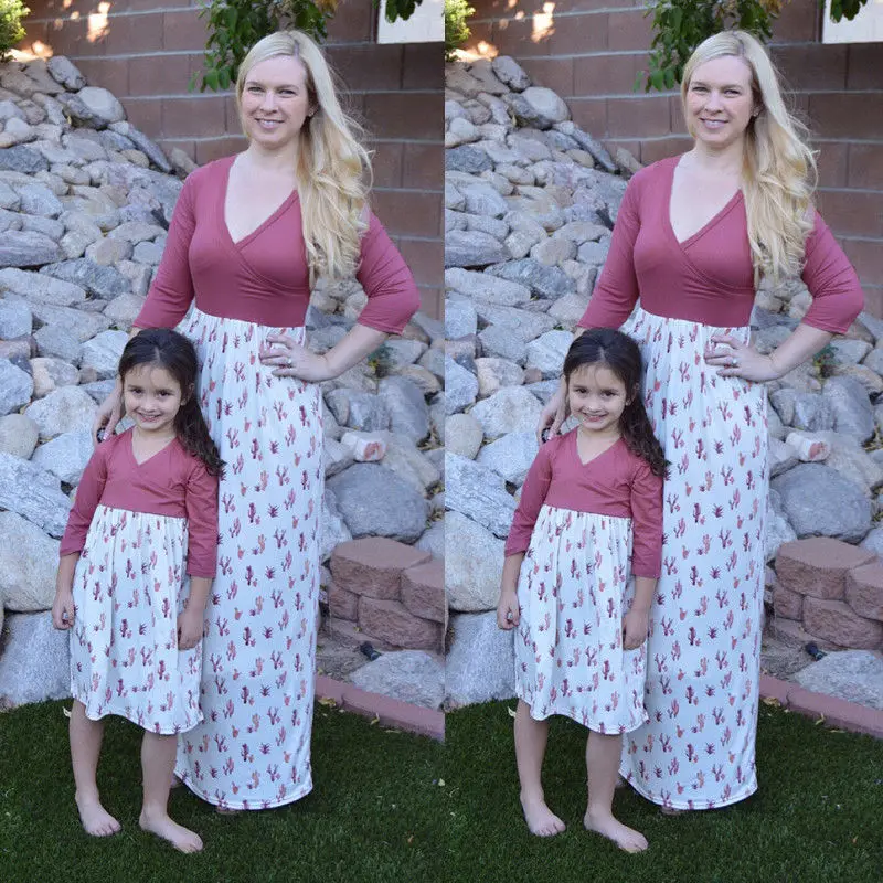 Emmababy женские платья для мамы и дочери с цветочным рисунком элегантное семейное