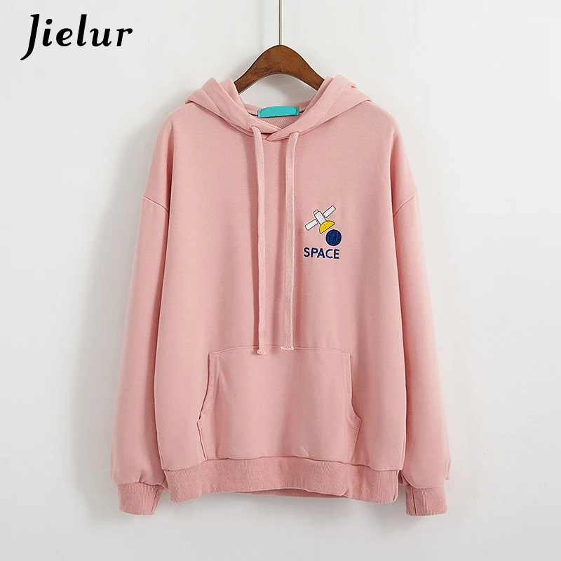 Jielur Kawaii мультфильм вышивка Kpop женские толстовки с капюшоном сезон осень весна