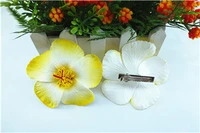 36 pcs yellow colour foam hawaiian flower hibiscus flower bridal hair clip 9cm