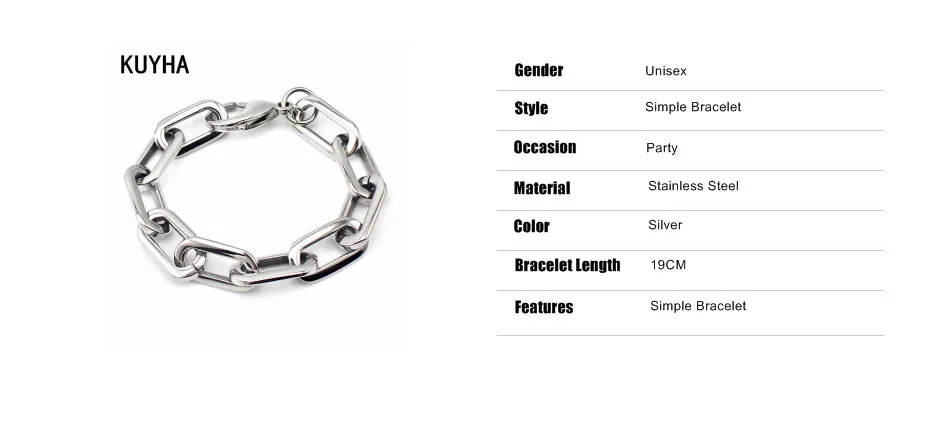 Bracelets Silver Color Wide Bracelets European Simple Style Boy/Girl Chain Bracelet 19CM Length Bangle Jewelry