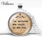 Христианские украшения, Вдохновляющие, винтажное ожерелье-цепочка с Иисусом, кулон Библейская вера, как она верила, что она может, так и сделала.