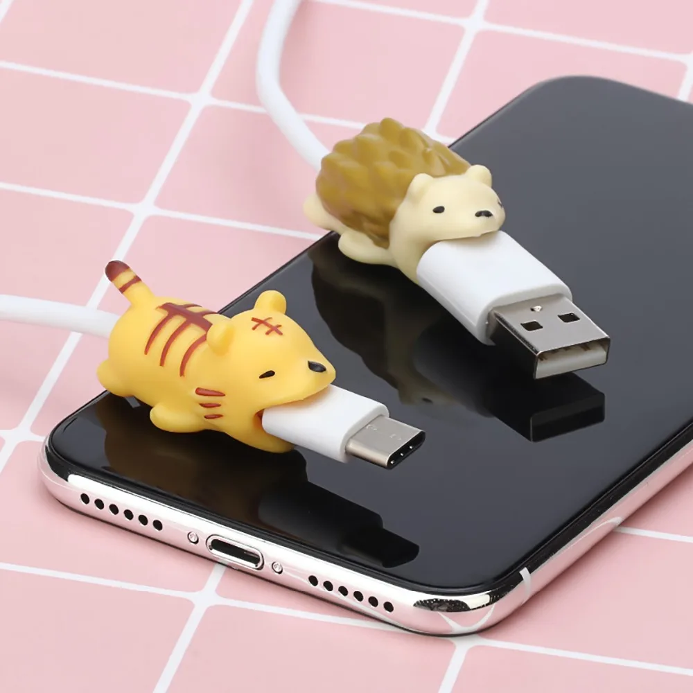Забавная защита для кабеля "укус" адаптер для Iphone кабели аксессуар для телефона, держатель Органайзер Кролик Собака Панда кошка кабель укусы адаптер