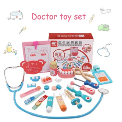 20pcs Doctor Tools LWKO 20 шт./компл. игрушка для малышей забавная игра настоящая жизнь Косплей доктор стоматологический медицинский ящик ролевые dokter speelgoed деревянные для детей - Цвет: 20pcs Doctor Tools