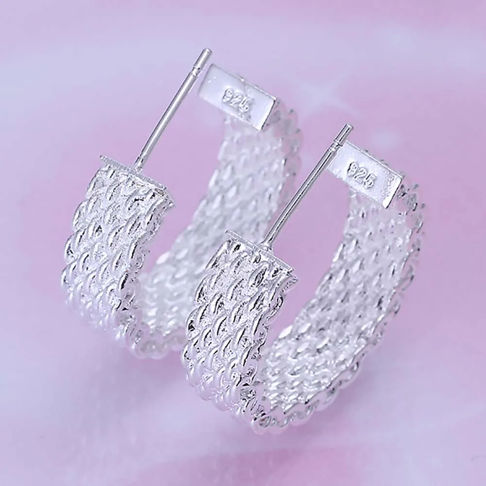 

New Silver Plated Jewelry Sets Parure Bijoux Femme Fashion Indian Jewelry Round Packet Side Net Fashion Bracelet Ring Earring
