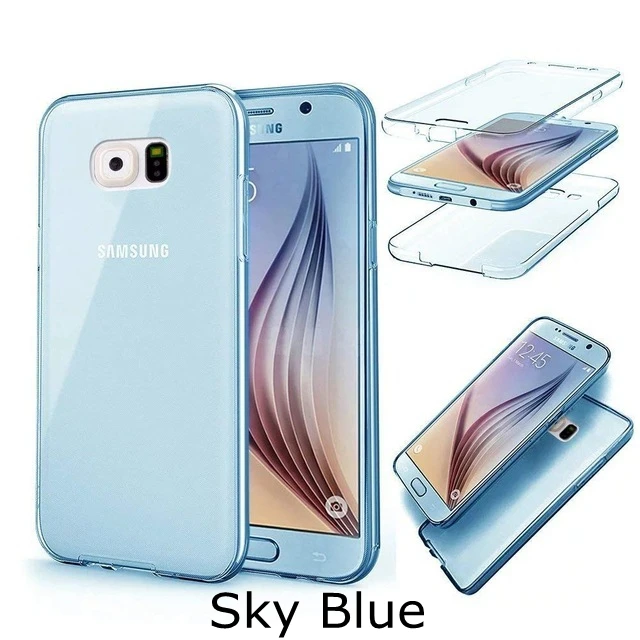 Blue 360 градусов чехол для samsung S10 S8 S9 плюс A6 A7 A8 плюс A750 S6 S7 край J4 J6 Note 8 9 A3 A5 A7 мягкий прозрачный чехол для всего тела - Цвет: Blue
