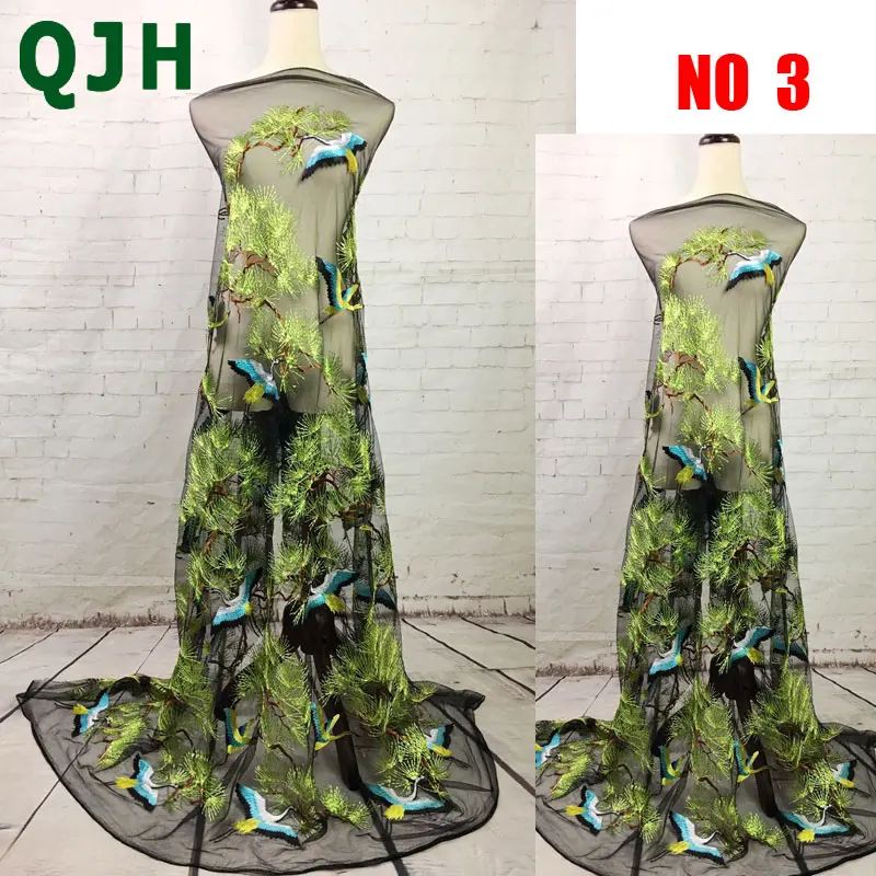 QJH новая кружевная ткань с вышитыми лесными птицами модная Высококачественная