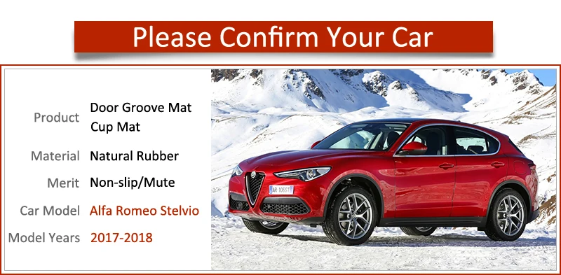 Противоскользящие резиновые коврики для ворот чашек Alfa Romeo Stelvio 2017 2018 2019 Q NRING Q4