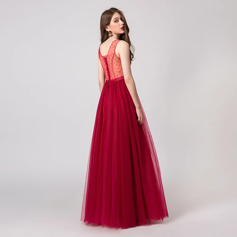 Женское платье без рукавов Forevergracedress красное с v образным вырезом и аппликацией