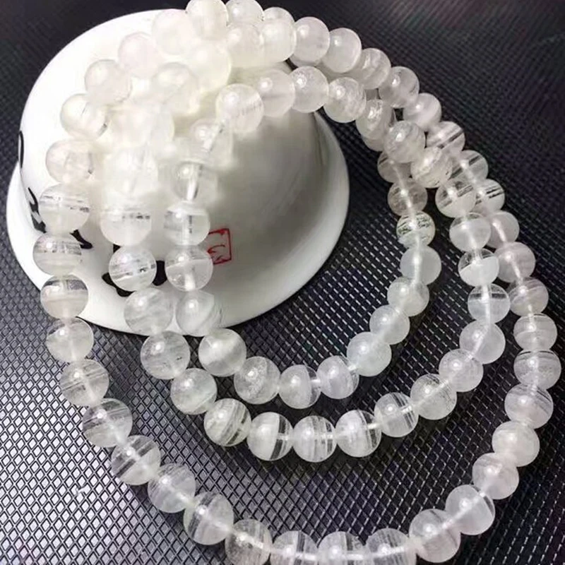 Оптовая продажа белый натуральный кристалл призрака браслеты 6 мм ожерелье из