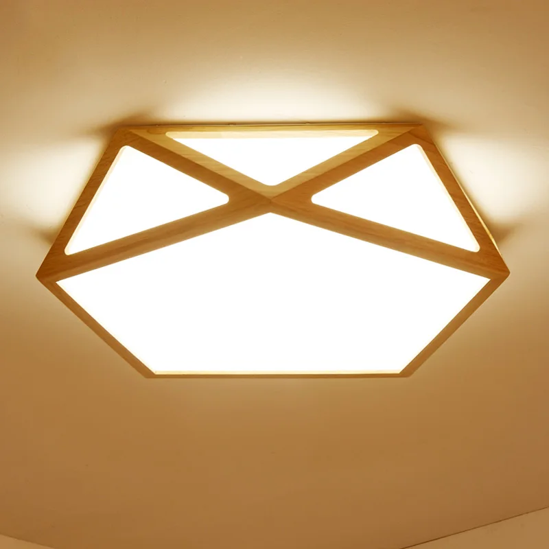 Потолочный светильник с геометрическим узором деревянный светодиодный для