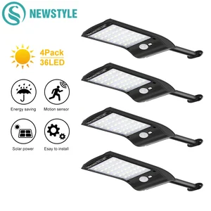 Уличные светильники на солнечной батарее, суперъяркая лампа на солнечной батарее, освещение для безопасности с датчиком движения, Беспроводные водонепроницаемые гибкие настенные светильники, 36 светодиодный Дов, 280 люмен
