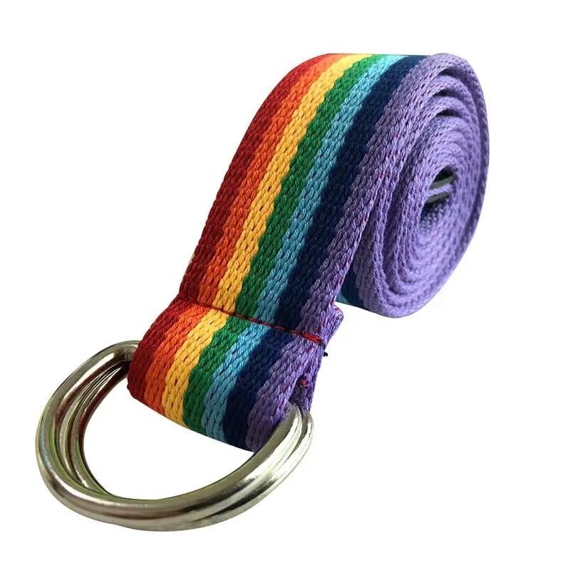 Модный Радужный ремень в стиле унисекс мужской пояс повседневный холщовый сплав