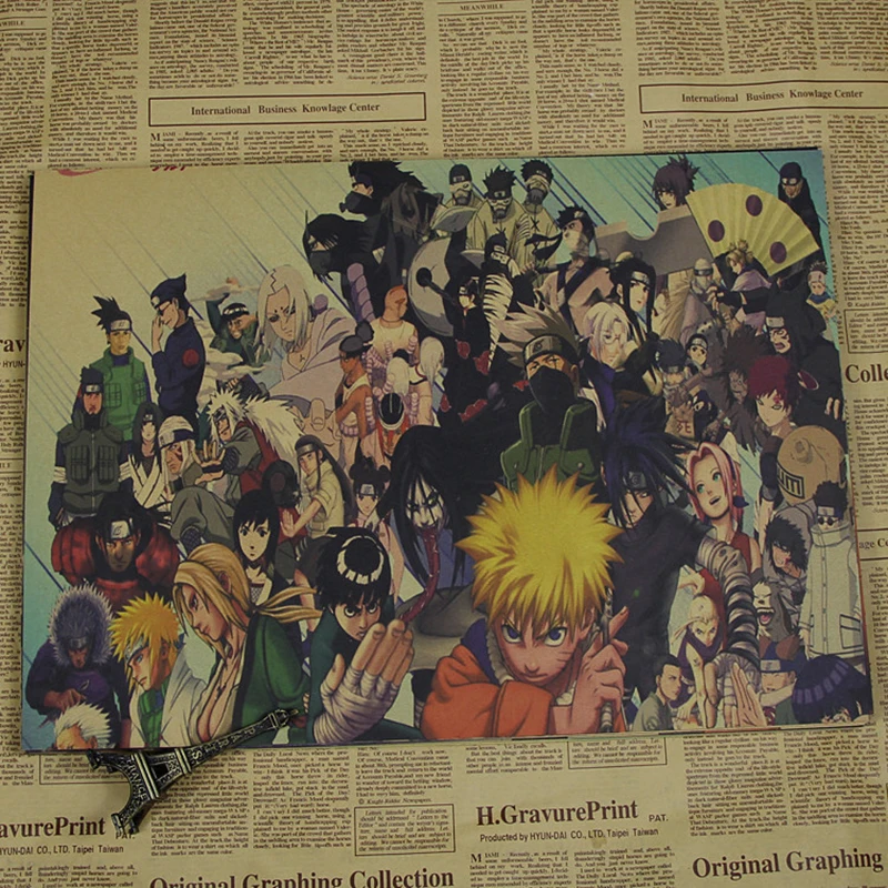 Уютный момент аниме Uzumaki Naruto постер Naruto Uzumaki Naruto/Итачи Учиха/Akatsuki Винтаж плакат из крафт-бумаги, ручной стержень, для кафе, для домашнего декора QT442