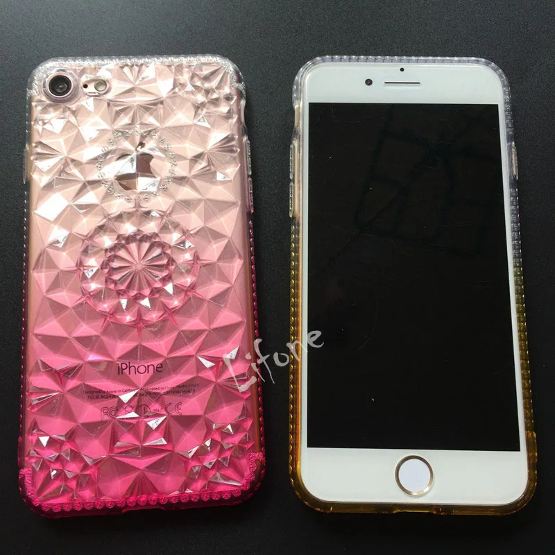 Glitter Rhinestone 3D Rugged Flower Case for iPhone7 6 6S Plus Soft TPU Crystal Ultra Thin Clear Shining For iPhone 7 7plus |