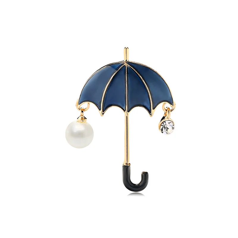 blue umbrella Модный эмалевый в форме фруктов красная гранатовая Брошь для женщин зеленый лист вишня броши костюм лацкан булавка одежда шарф значки - Окраска металла: blue umbrella