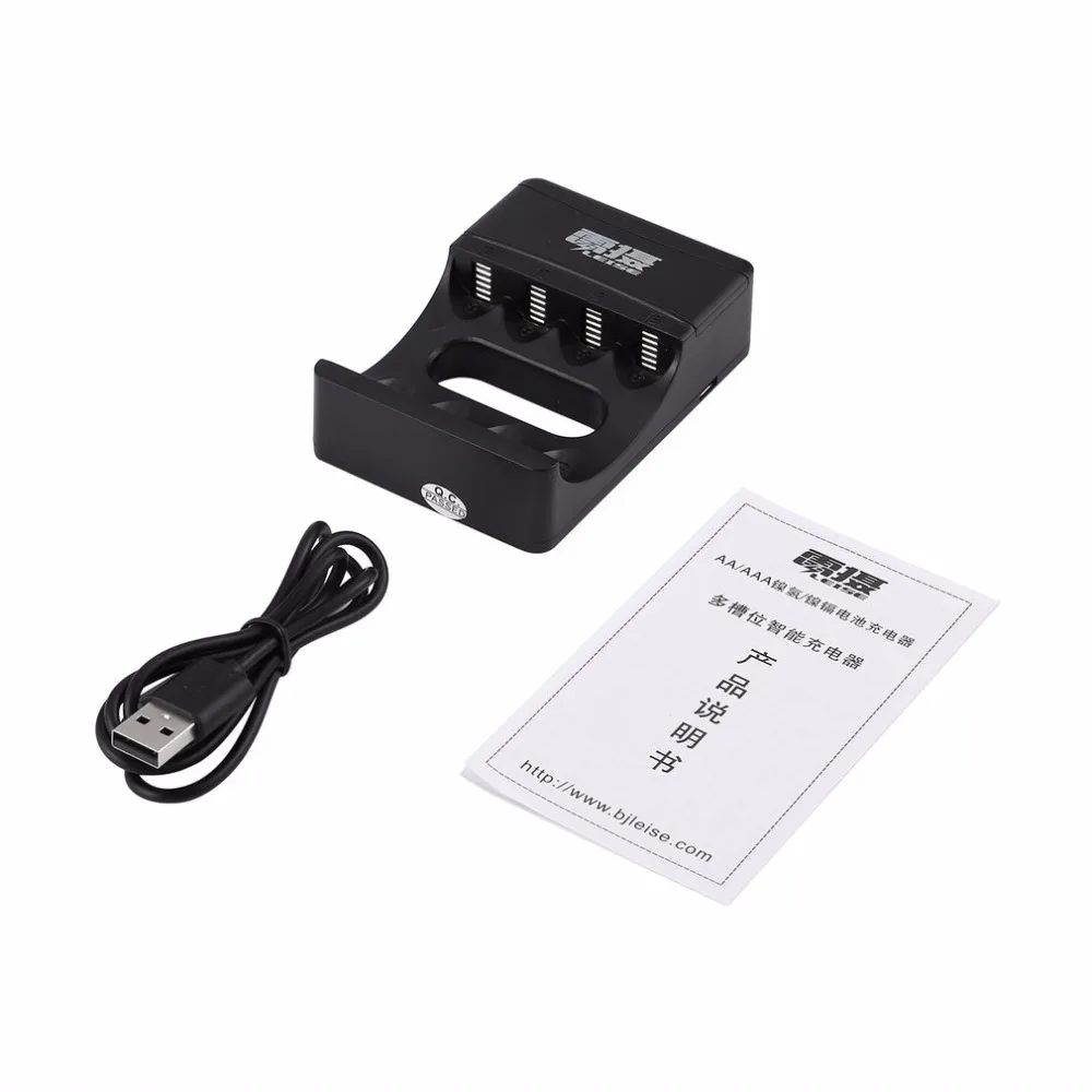 LEISE LS-U401, 4 слота, умное зарядное устройство USB с зарядным устройством, светодиодный индикатор, зарядка для никель-металл-гидридных аккумуляторов AA и AAA