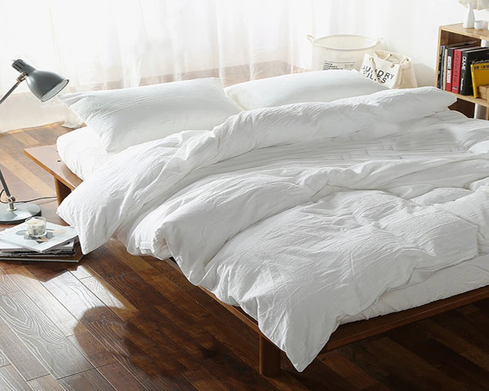 

100% White Pure Washed Linen Duvet Cover French Natural Bed Flax Linen Bedding Twin Full Queen King