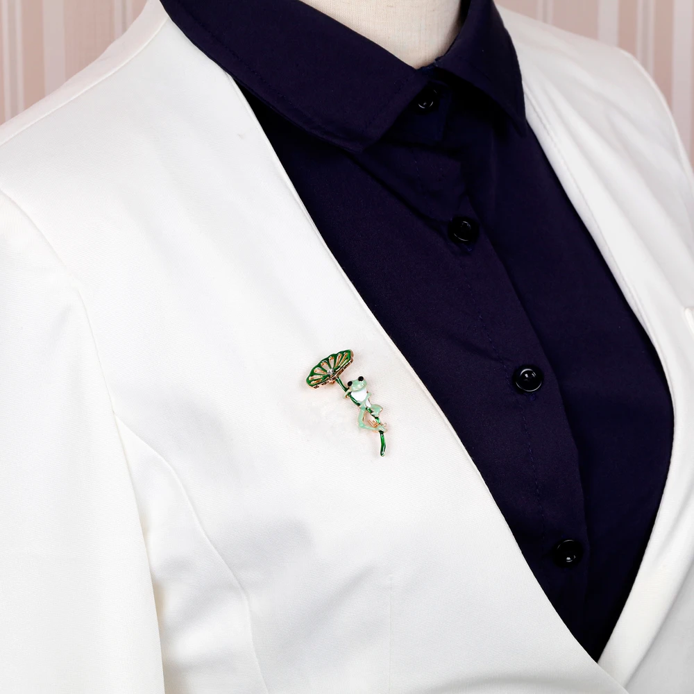 Летние креативные эмалированные дизайнерские броши в виде лягушки лотоса для