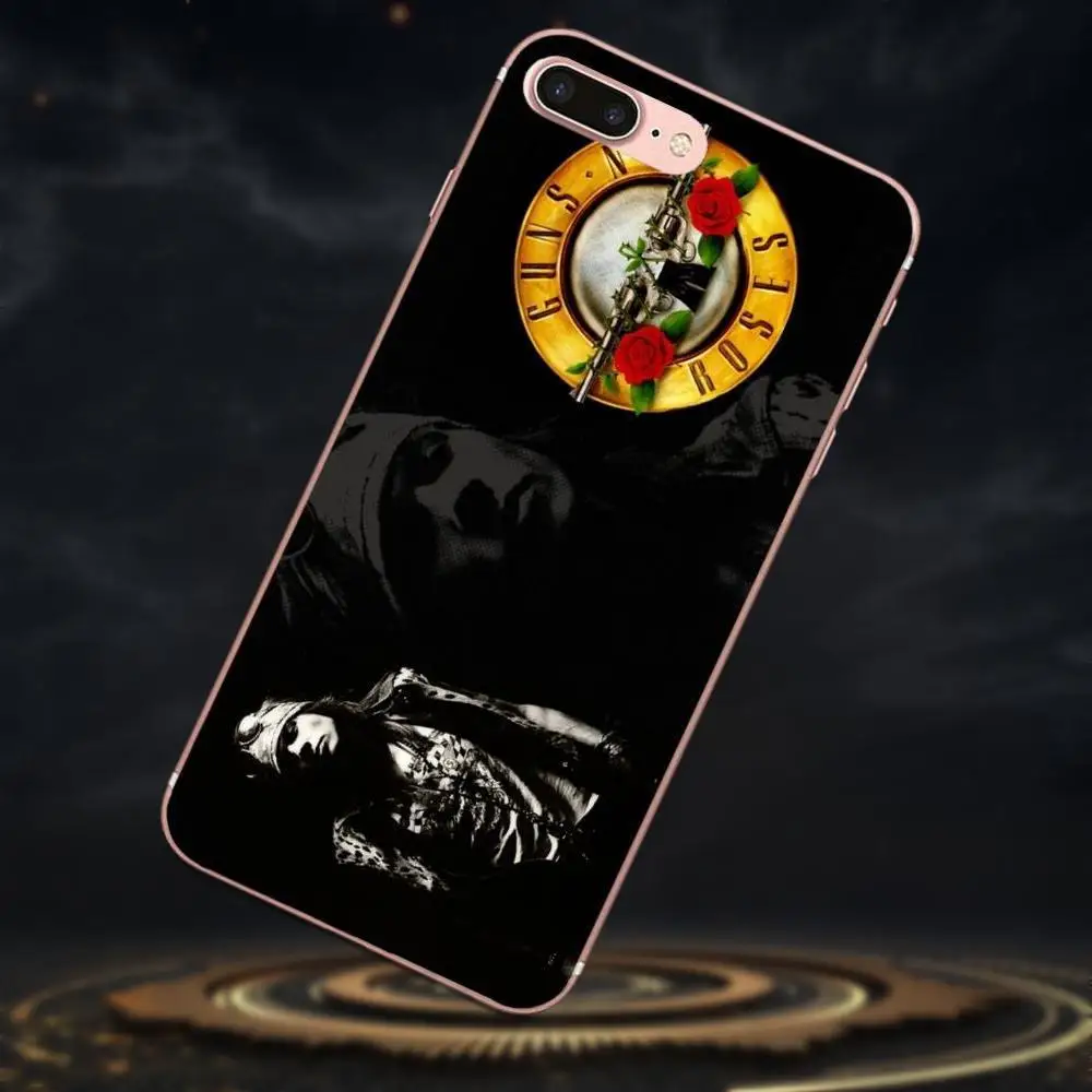 Мягкий ТПУ телефон с принтом для Samsung Galaxy Note 5 8 9 S3 S4 S5 S6 S7 S8 S9 S10 mini Edge Plus Lite Guns N Roses Retro