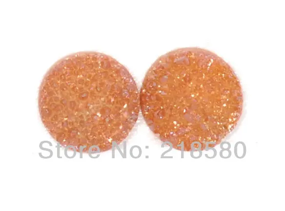 

H-DCB25 25pcs Peach Orange Quartz Round Drusy Druzy Cabochon Beads 8mm 10mm 12mm 14mm