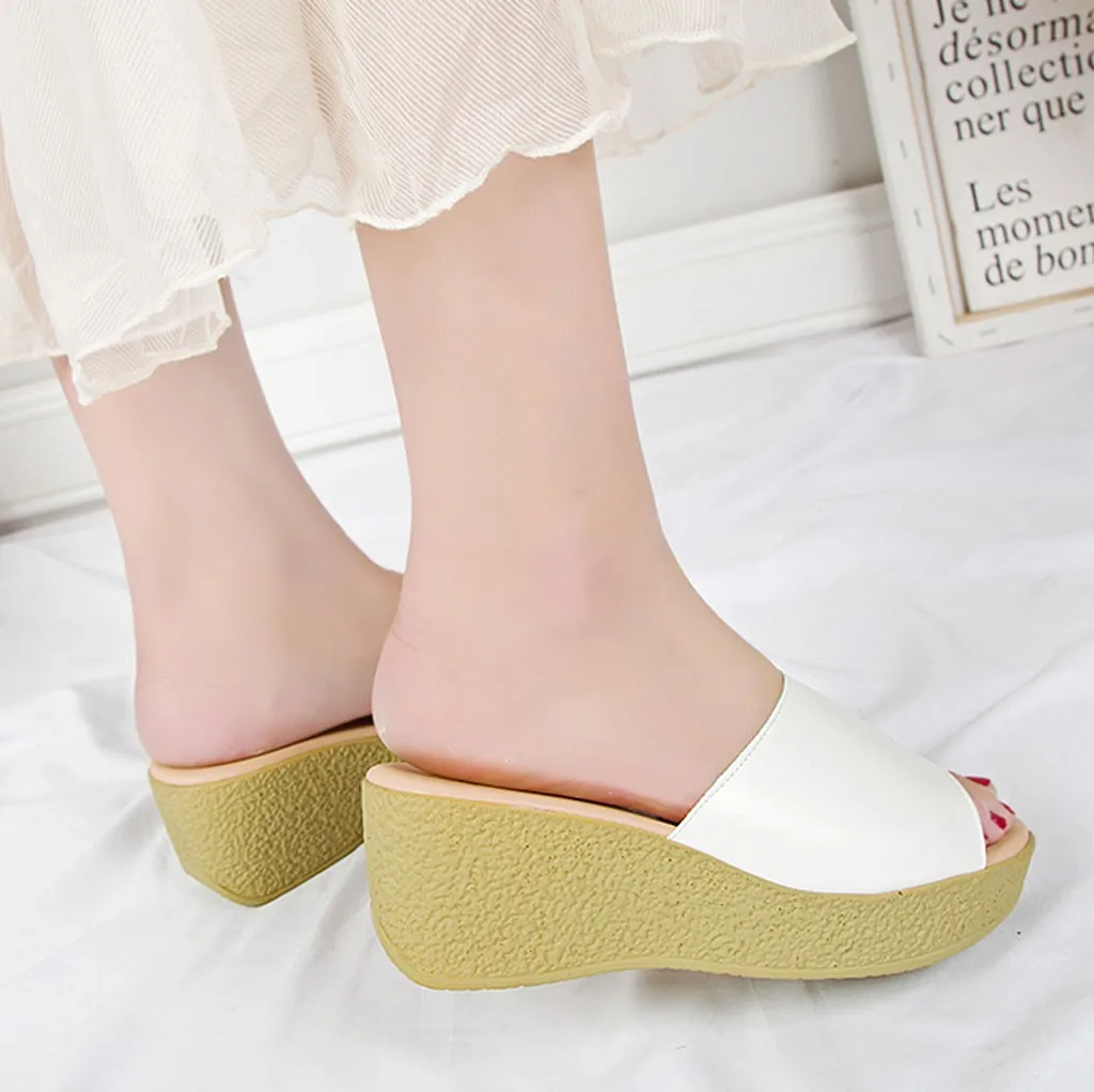 Fashion Women Summer Platform Slides Casual Wedge Peep Toe Beach Slippers | Обувь