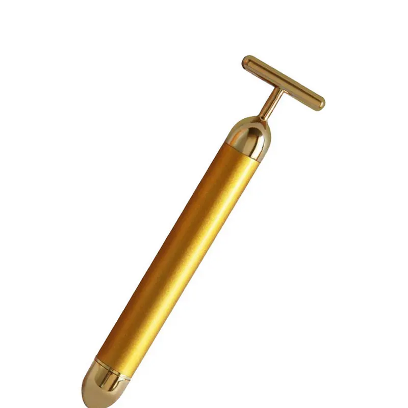 24k Gold Lift Bar ролик вибрации Pro для похудения лица палка красоты лица палка для ухода за кожей энергия Т-образный вибрирующий массажер бар