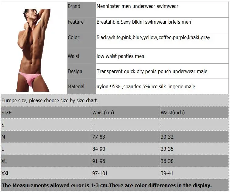 Мужское бикини нижнее белье с карманом для пениса пикантные мужские трусы низкой
