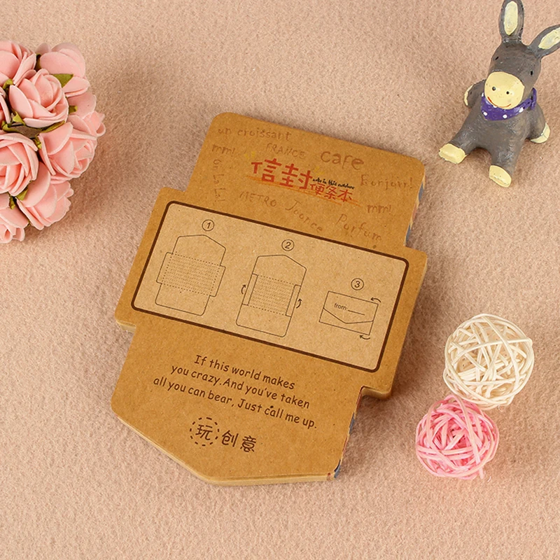 45 шт., милый конверт из крафт-бумаги, блокноты для заметок, Papeleria Kawaii, канцелярские принадлежности, планировщик, Липкие заметки, школьные, офисные сообщения, Письменная карточка