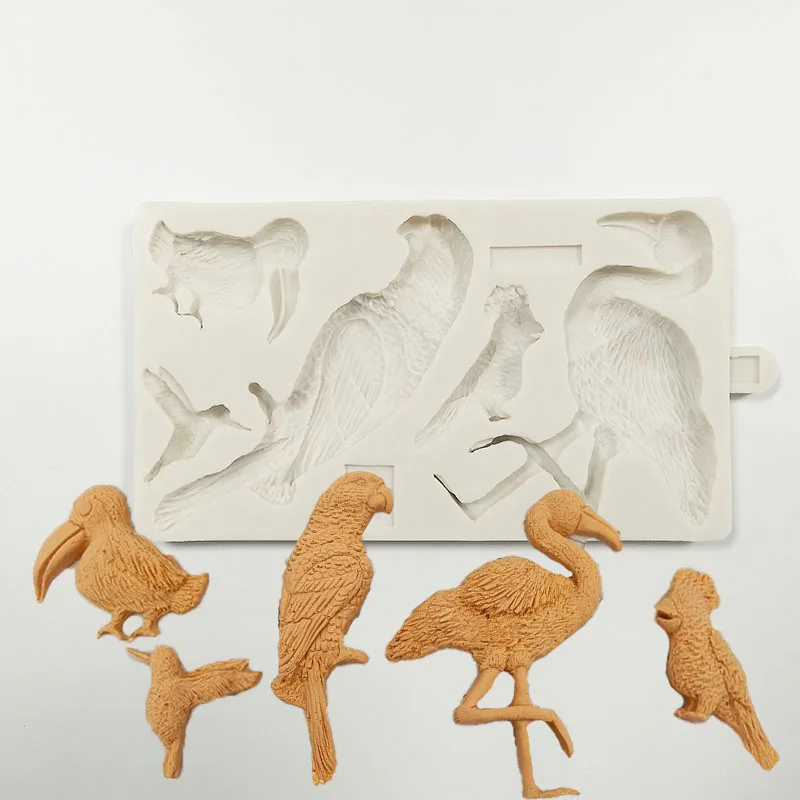 LY-0019-Parrot птица силиконовая форма в виде животного на свадьбу и день рождения fondant