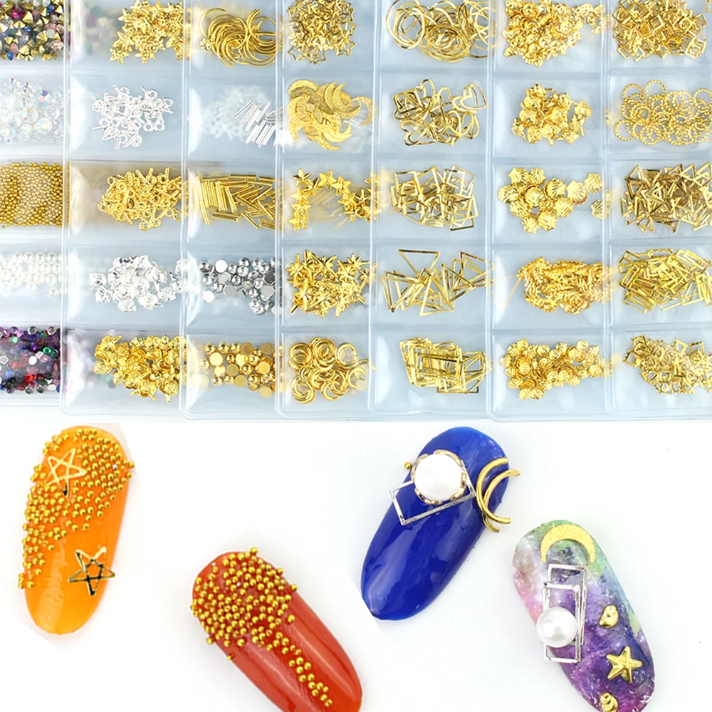 Смешанный Металлический Каркас Заклепки для ногтей Блестящий кулон аксессуары