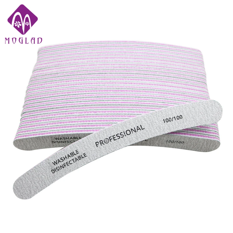 Mogald 25 шт./лот изогнутые пилочки для ногтей 100/100 зернистость салон шлифовальная
