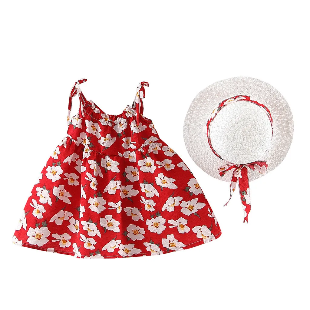 Платье с цветочным принтом для маленьких девочек платье без рукавов бантом и