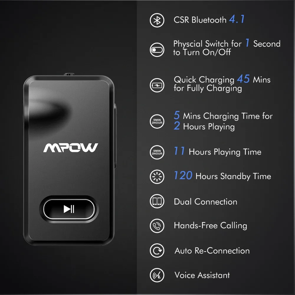 Mpow 4 1 Bluetooth адаптер приемник стереозвук высокого качества автомобильный аудио