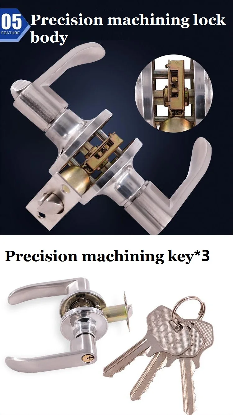 Дверные кнопки замка и ручки из нержавеющей стали, дверные замки, дверные ручки для межкомнатных дверей, бесшумный Противоугонный замок